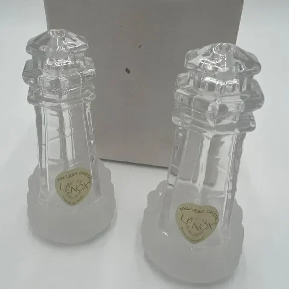 Lenox Crystal Lighthouse Salt and Pepper Shakers with Box - Picture 5 of 7